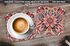 Flowers Coaster Sublimation, Spring Coaster PNG Design Product Image 1