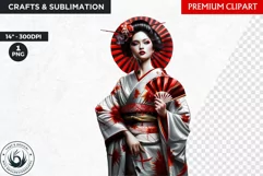 Geisha clipart, Asian art, Japanese woman sublimation, Japan Product Image 1