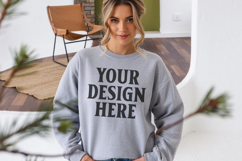 Ash Gildan 18000 Crewnwck Sweatshirt Mockup, gildan 18000 Product Image 1