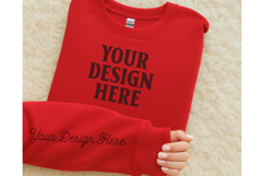 Gildan 18000 Red Sleeve Sweatshirt Mockup Product Image 1