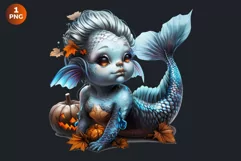 Halloween clipart, Mermaid, Pumpkin clipart, kids Halloween Product Image 2