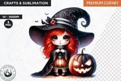 Witch Clipart, halloween clipart, Autumn clipart PNG,pumpkin Product Image 1