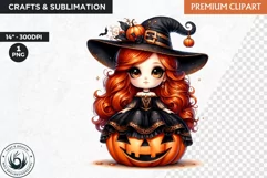 Witch Clipart, halloween clipart, Autumn clipart PNG,pumpkin Product Image 1