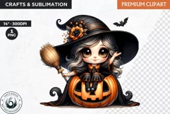 Witch Clipart, halloween clipart, Autumn clipart PNG,pumpkin Product Image 1
