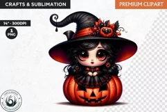 Witch Clipart, halloween clipart, Autumn clipart PNG,pumpkin Product Image 1