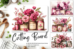 Mason Jars Flower Cutting Board Kitchen Chopping Board_32 Product Image 1