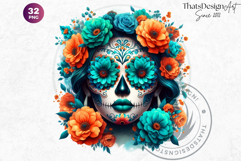 Floral Vibrant la catrina Day of Dead Cliparts Sugar skull Product Image 10