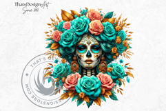 Floral Vibrant la catrina Day of Dead Cliparts Sugar skull Product Image 8