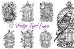 32 Vintage Bird Birdcage Illustration Logo Decoration Design Product Image 1