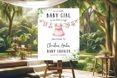 Baby Shower Welcome sign l Baby Girl is on her ways, Canva Product Image 1