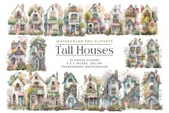 Watercolor Tall Chunky houses Clipart Product Image 2