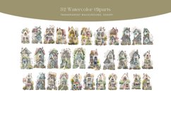 Watercolor Tall Chunky houses Clipart Product Image 3