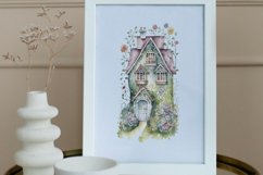Watercolor Tall Chunky houses Clipart Product Image 5