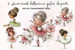 Whimsical Ballerina Girls Clipart PNG Product Image 1
