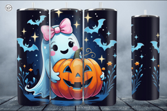 4 Cute Ghost Tumbler Sublimation, 20 oz Tumbler Wrap Product Image 5
