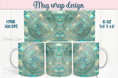 Aquamarine ocean pearl mug wrap 15oz sublimation designs png Product Image 1