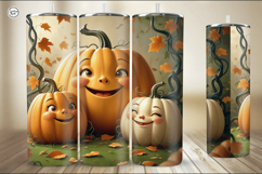 4 Cute Pumpkiins Tumbler Sublimation, 20 oz Tumbler Wrap Product Image 2