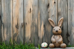 Bunny at the Wooden Wall Background Product Image 1