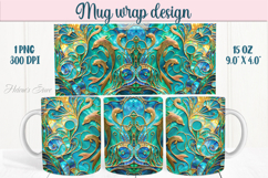 Aquamarine ocean pearl mug wrap 15oz sublimation designs png Product Image 1