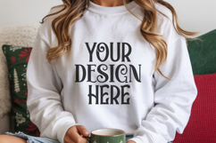 Christmas Gildan 18000 White Crewneck Sweatshirt Mockup Product Image 1