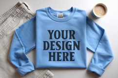 Light Blue Gildan 18000 Folded Flat Lay Mockups Product Image 1