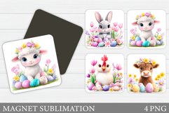 Easter Animals Magnet Design. Easter Magnet Sublimation Product Image 1