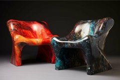 Designer art chairs with cosmic and lava patterns Product Image 1