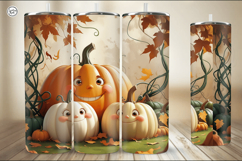 4 Cute Pumpkiins Tumbler Sublimation, 20 oz Tumbler Wrap Product Image 4