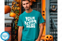 Halloween tshirt mockup sky, Halloween Men&#039;s tshirt mockup Product Image 1