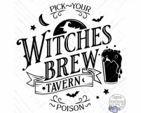 Witches Brew Tavern | Round Halloween Svg | Door Hanger Sign Product Image 2