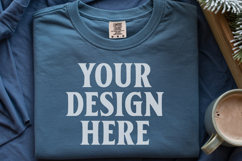 True Navy Comfort Colors 1717 Christmas Folded T-Shirt Mock Product Image 1