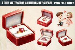 Cute Watercolor Valentines Day Clipart PNG Product Image 1
