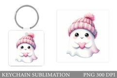 Cute Ghost Keychain Design. Cute Halloween Keychain Product Image 1
