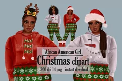 African Amrican girl clipart, Plus size girl clipart, Xmas Product Image 14