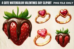 Cute Watercolor Valentines Day Clipart PNG Product Image 1