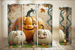 4 Cute Pumpkiins Tumbler Sublimation, 20 oz Tumbler Wrap Product Image 5