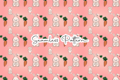 Cute Bunny Carrot Easter Seamless Pattern Product Image 1