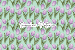 Purple Tulip Floral Seamless Pattern Product Image 1
