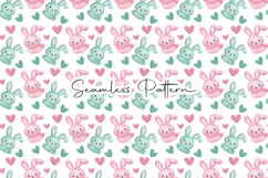 Cute Pastel Bunny Hearts Seamless Pattern Product Image 1