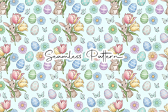 Easter Bunny Floral Seamless Pattern Product Image 1