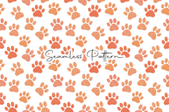 Orange Glitter Paw Seamless Pattern Product Image 1