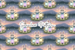Easter Bunny Lantern Seamless Pattern Product Image 1