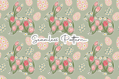 Floral Easter Bunny Seamless Pattern Product Image 1