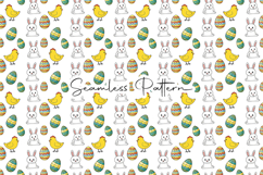 Easter Bunny Chick &amp; Egg Seamless JPG Product Image 1