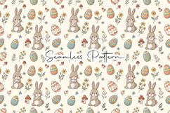 Cute Bunny Easter Eggs Seamless Pattern Product Image 1