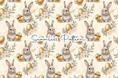 Golden Easter Bunny Seamless Pattern Product Image 1
