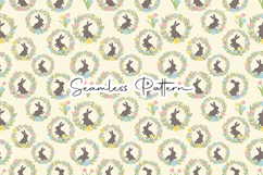 Floral Bunny Wreath Seamless Pattern Product Image 1