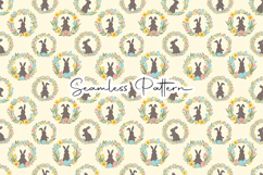 Floral Bunny Wreath Seamless Pattern Product Image 1