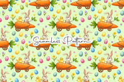 Cute Bunny Carrot Easter Seamless Pattern Product Image 1