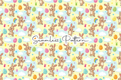 Cute Bunny Egg Rainbow Seamless Pattern Product Image 1